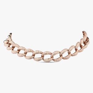 Luxury Cuban Curb Link Chain <b>Statement</b> <b>Necklace</b> Pave Set Modern Round Lab Grown Diamond 15In Length 14k 18k Solid Gold Wholesale - Product Image 1