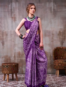 Indian Traditional Casual Satin <b>Silk</b> Saree in Printed for Daily Wear and Festive Function for Women Comfortable Fancy Outfit - Product Image 1