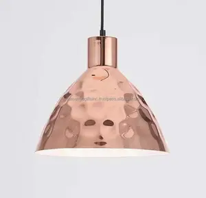 Metal Sheet Ceiling Pendant Light With Copper Plating Finishing Round Shape Hammered Design High Quality For Home Lighting