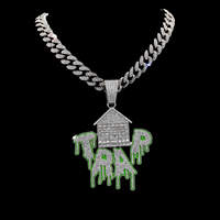 Pendentif Jewelux High Demand Trap House en argent 925 plaqué or avec perle d'eau douce en forme de croix, breloque hip-hop unisexe pour usage quotidien, Inde