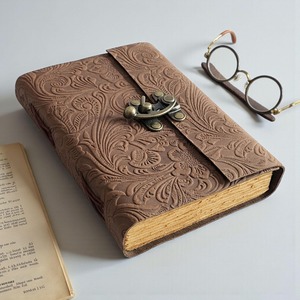 Rustic Embossed Leather Journal – Handmade Vintage Diary with Wrap Around Closure - Product Image 3