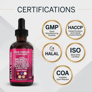 อาหารเสริมโปรไบโอติกชนิดน้ำสำหรับผู้หญิง OEM พร้อมเอนไซม์ย่อยอาหารและสารสกัดสมุนไพร แบรนด์ส่วนตัว - Product Image 3