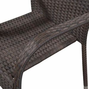Set di 4 Sedie da Pranzo in Rattan PE Marrone con Struttura in Acciaio Verniciato a Polvere, Collezione Sedie da Giardino - Product Image 6