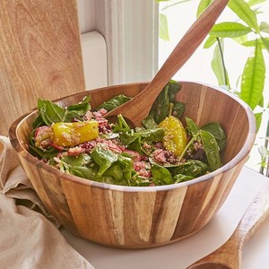 Handcrafted Acacia Wooden Serving Bowl <b>Large</b> Size Salad Fruit Bowl Kitchen Dining Table Eco Friendly Food <b>Safe</b> Decorative Use - Product Image 3