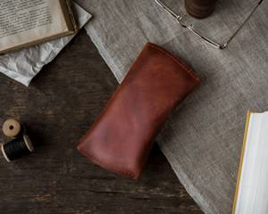 Custom Genuine Leather Glasses Pouch Luxury Soft Cowhide Sleeve <b>Slim</b> Travel Eyewear Protector Spectacles Bag LGC-0008 - Product Image 6