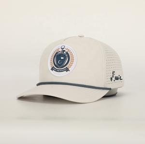Casquettes de sport à 6 panneaux avec patch en silicone, casquette de golf en polyester de haute qualité, casquettes de baseball avec cordon, bouton à image découpée au laser personnalisé - Product Image 5