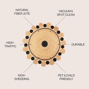 Natural Jute <b>Round</b> Area Rug Black Border Circle Design Hand Braided Floor <b>Carpet</b> Handmade Boho Living Room Bedroom Rug - Product Image 4