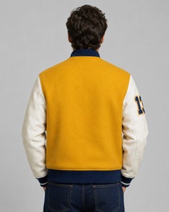 Unique Design Men Classic Wool Varsity <b>Jacket</b> for men Wholesale price Breathable Men varsity <b>Jacket</b> With <b>Leather</b> Sleeves - Product Image 3