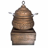 Réchaud de buffet en acier inoxydable durable, finition martelée brillante argentée, chauffage à l'alcool, capacité 6 litres, pour hôtels et restaurants