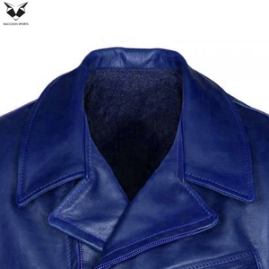 Buen Proveedor, Nuevo Producto, OEM ODM, Chaquetas de Hombre de Cuero Genuino con Cierre, Color Azul Sólido, Cuello Estándar, Alta Calidad - Product Image 3