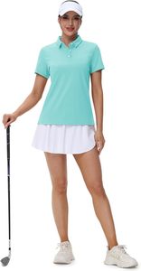 เสื้อโปโลผ้าฝ้ายสีทึบสำหรับผู้หญิงแขนสั้นลำลองสีฟ้าอ่อน - Product Image 2