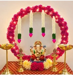 Guirlande de fleurs artificielles suspendue, fabriquée à la main en Inde, prix de gros, pour mariage, événement, bureau, maison, Noël, décoration de maison neuve - Product Image 1