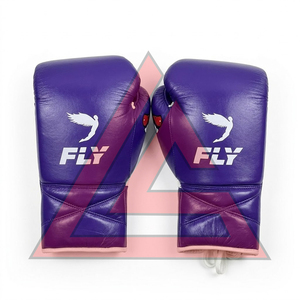 Factory Manufacture Custom Made Purple Fly Boxing <b>Gloves</b> 100% Original Leather Professional Pro Punching Fly Boxing <b>Gloves</b> - Product Image 3