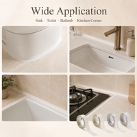 Bande de calfeutrage murale en PVC blanc mat 35 mm 3,5 m, auto-adhésive, étanche, pour salle de bain