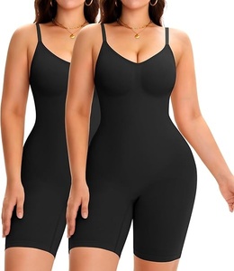 Body ajustado marrón para mujer con tirantes finos, sin mangas, control de abdomen, moldeador, largo por encima de la rodilla, ropa deportiva - Product Image 5