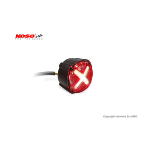 Feu arrière universel pour moto KOSO, lentille rouge, base chromée, étanche - Product Image 3