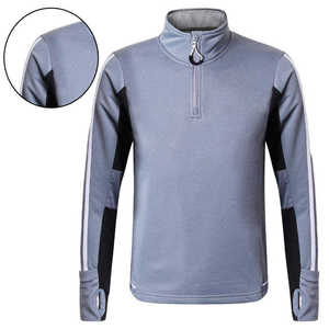 Men's Quarter-<b>Zip</b> Long Sleeve Sport <b>Top</b> Solid Color Breathable Quick Dry Polyester Autumn Winter Wear - Product Image 3