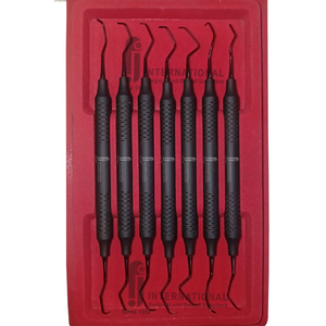 Curettes parodontales Gracey de qualité supérieure 13/14, instruments de détartrage dentaire à double extrémité, ensemble manuel de 7 pièces en acier inoxydable noir. - Product Image 3