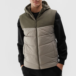 Wholesale Plain <b>Men</b> Hooded Puffer Vest Metallic Heat Reflective Lining Gilet - Product Image 6