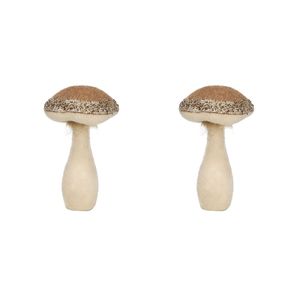 2 Pezzi Decorazione a Forma di Fungo Marrone Chiaro 7x7x12 per Decorazioni Autunnali o del Ringraziamento, Accessori per Tavola Festiva - Product Image 1