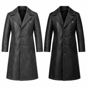 Manteau Ulster en cuir véritable pour homme |   Brun Charbon Gris |   Fabricant OEM ODM |   Conception de qualité supérieure |   Vêtements en cuir | - Product Image 5