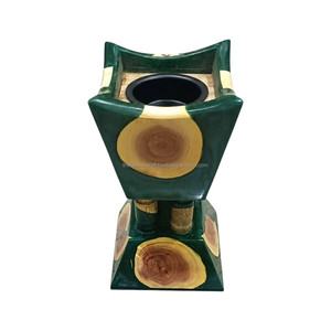 Handmade Eco-Friendly Wooden <b>Oud</b> <b>Bakhoor</b> Burner Green Natural Wood Indian Incense Arabic Home Decor - Product Image 3