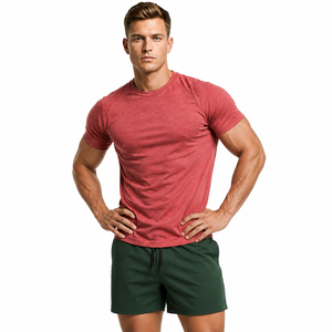 T-shirts décontractés pour hommes en coton 100% solide, coupe ajustée, respirants, séchage rapide, confortables, manches courtes, tissu 220g, faible MOQ - Product Image 1