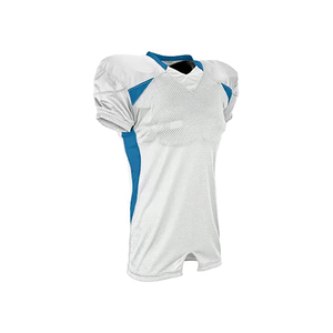 Maillot de football américain personnalisé blanc et vert, col en V, manches courtes, en maille polyester, anti-humidité, coupe athlétique, vêtements pour hommes - Product Image 5