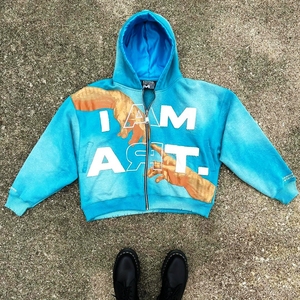 Ensemble de survêtement à capuche zippé en gros, haute qualité, 100 % coton molletonné, personnalisable avec logo, unisexe - Product Image 2