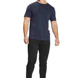 Men's Solid Color Cotton T-Shirt O-Neck Short Sleeve Regular Fit Casual Jersey Knitted Breathable Plain Dyed <b>Design</b> - Product Image 6
