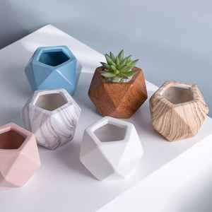 Macetas Grandes Geométricas para Exteriores, Modernas, de Fibra de Arcilla, Decorativas, en Forma de Polígono, Juego de Macetas para Flores - Product Image 4