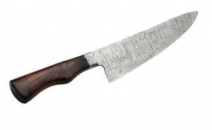 Couteau de chef artisanal en acier Damas avec manche en bois – Outil de découpe culinaire professionnel - Product Image 1