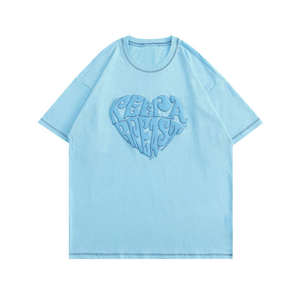 Camiseta de cuello redondo para hombre, con estampado 3D en relieve, de algodón grueso, de alta calidad. - Product Image 3