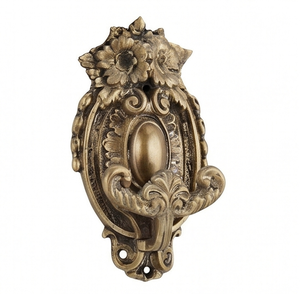 Antique Brass Wall <b>Hook</b> <b>With</b> Floral Design Handmade Metal Decorative Door Hanger Single <b>Hook</b> Ornate Style Wall Accent - Product Image 1