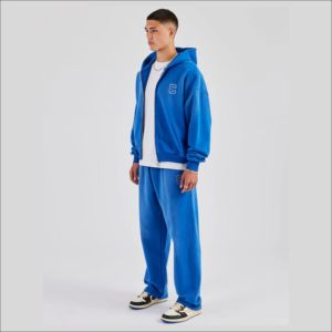 Survêtements personnalisés pour hommes, ensembles de jogging de haute qualité, bleu roi délavé, avec logo brodé sur mesure, fabrication de survêtements - Product Image 2