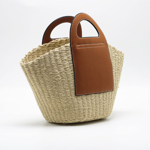 Bolso de paja de gran capacidad para mujer, diseño de cesta tejida a mano con asa de PU, novedad de 2026 - Product Image 4