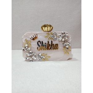 Pochette de soirée en résine de luxe faite à la main pour femmes, accessoire de mode en cristal pour les soirées - Product Image 4