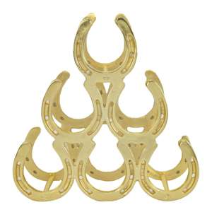 Estante para Botellas de Vino con Forma de Herradura, Exhibidor Decorativo para 6 Botellas de Vino o Champán, Acabado Dorado - Product Image 2