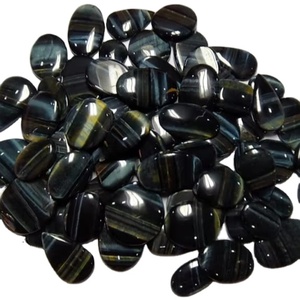 Pierres précieuses TASBIYA GEMS Œil de tigre bleu naturel, taille libre, cabochon ovale, pierres précieuses en vrac pour la fabrication de bijoux - Product Image 1