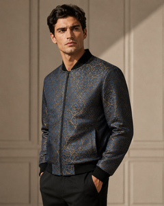 High Quality <b>Men</b> Bomber <b>Jacket</b> Turn-down Collar Button Closure Sporty Style Front Logo Printed Polyester Material Autumn <b>Jacket</b> - Product Image 2