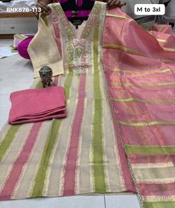 Nuevo conjunto indio de alta calidad en seda Simar con trabajo Pitha, Kurti-Pantalón y Dupatta, fabricante de Surat, ropa étnica. - Product Image 5