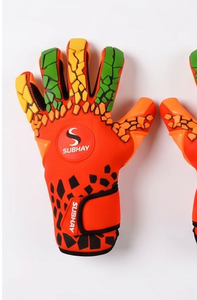 Guantes de Portero de Fútbol Juvenil Color Naranja |   Guantes de Látex Personalizados 3D de Goma para Niños con Corte Negativo, Dedos Enrollados y Agarre Colorido con Efecto Salpicado - Product Image 3
