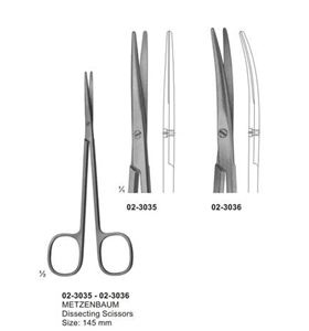 Tijeras de Disección Metzenbaum de 145 mm, Tijeras Quirúrgicas de Acero Inoxidable para Disección de Tejidos, Instrumento Médico Reutilizable - Product Image 1