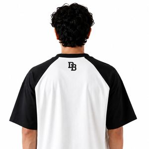 Custom Men's Oversized Raglan T Shirt Black <b>White</b> Short Sleeve Graphic Printed Streetwear Casual <b>Tee</b> OEM ODM - Product Image 4