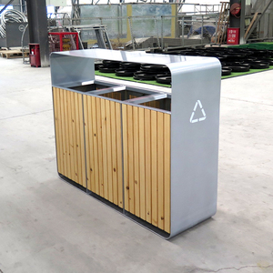 Poubelle de recyclage des déchets de tri en métal + bois Poubelle unique Petites poubelles extérieures <span class=keywords><strong>à</strong></span> <span class=keywords><strong>vendre</strong></span> - Product Image 6