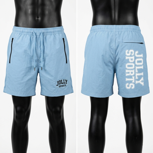 Pantalones Cortos Deportivos Premium de 150 GSM para Hombre, Tela Ligera de Poliéster, Color Azul Cielo, Acabado Suave, Logotipo Personalizado - Product Image 3