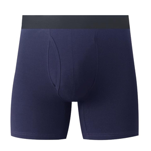 Men's Eco-Friendly 100% <b>Polyester</b> Knitted Mid-Rise Solid Pattern <b>Boxer</b> Shorts - Product Image 1