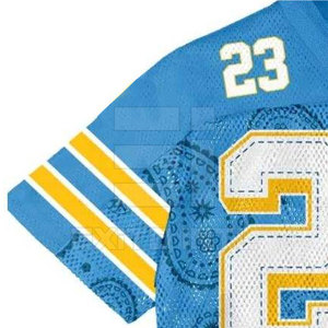 Maillot de football imprimé bandana pour homme, numéro 23 brodé, col en V en maille, streetwear hip-hop, chemise de sport américaine surdimensionnée, sur mesure - Product Image 3
