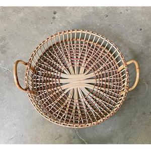 Cesta de Mimbre de Ratán Tejida a Mano de Primera Calidad con Asas, Cesta de Almacenamiento de Frutas, Verduras y Pan para Cocina, Bandeja para Alimentos - Product Image 1