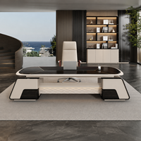 Chaise de bureau de direction de luxe à dossier haut, ergonomique, pivotante, avec accoudoirs rembourrés bicolores, fournisseur OEM